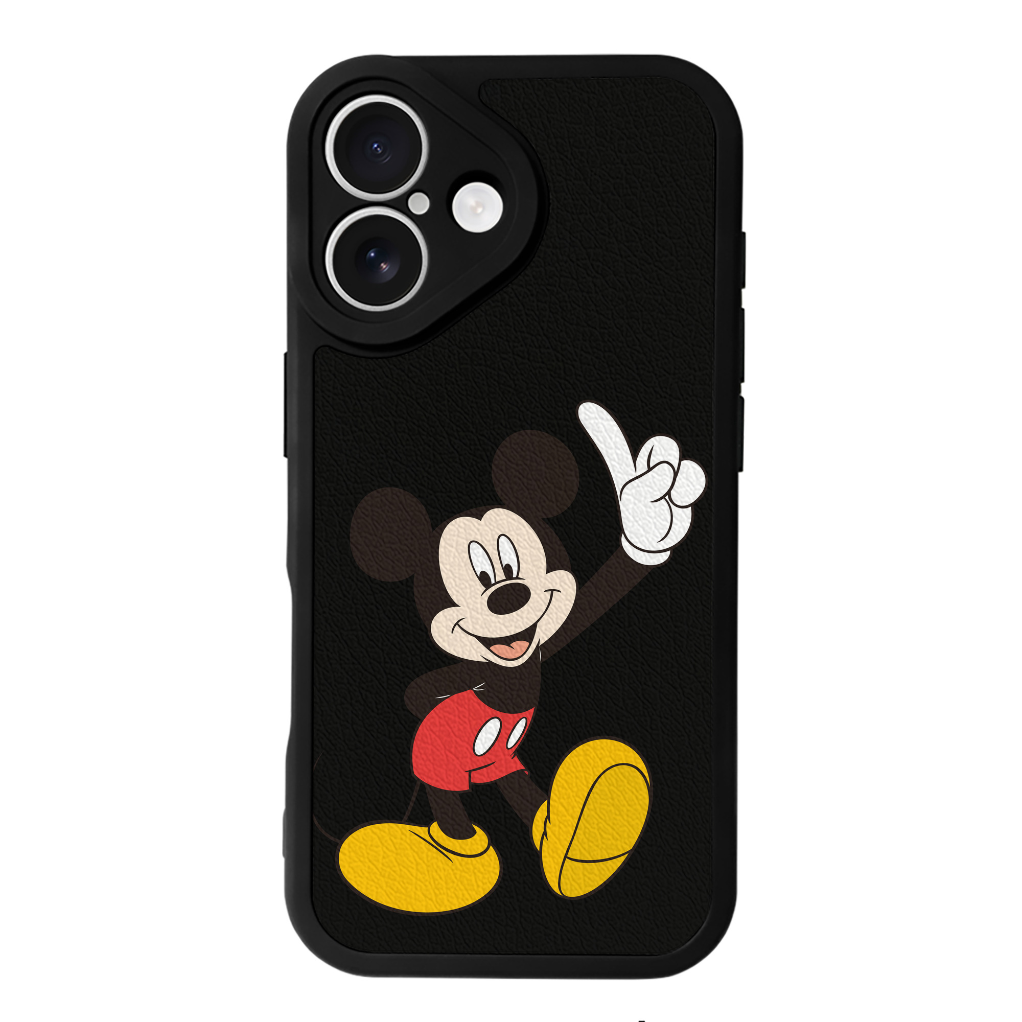 （画像用） ミッキーマウス Mickey Mouse 【iPhone 16シリーズ対応】シリコンスマホケース（レザー調） 材質：シリコン